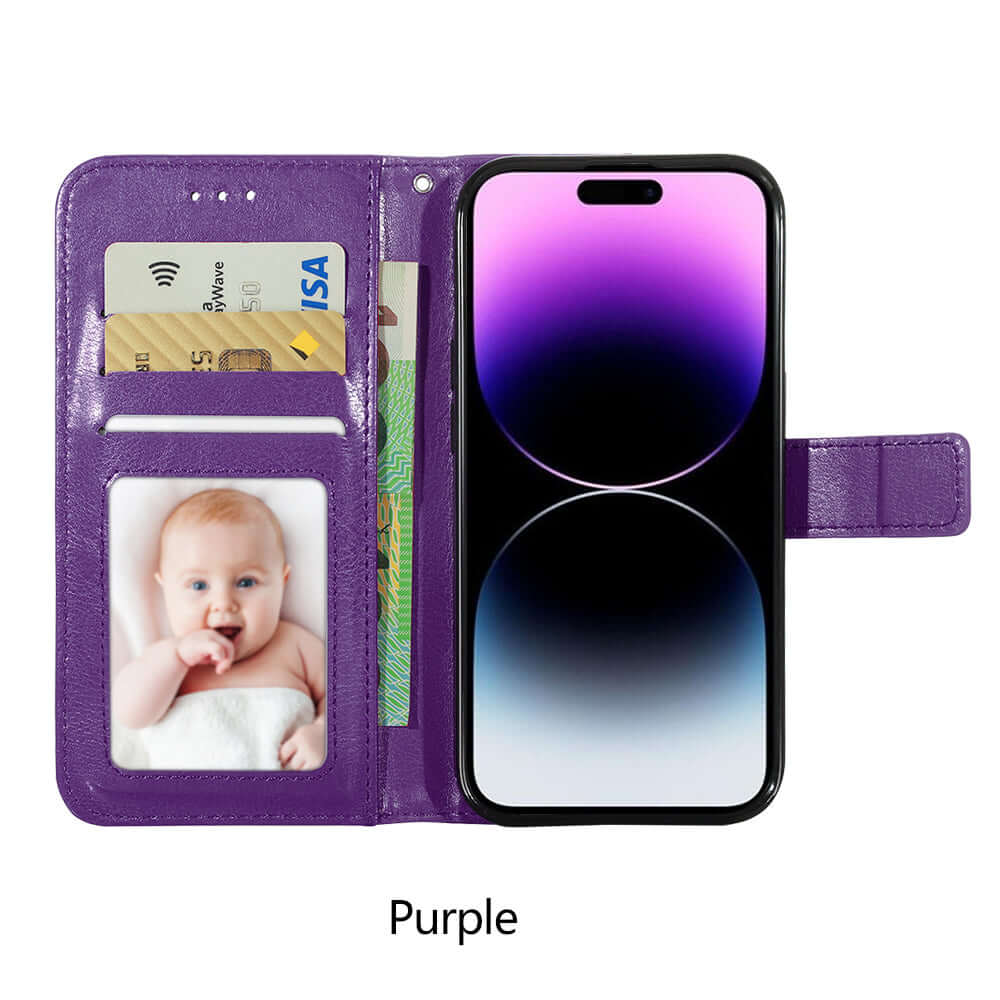 Apple iPhone Leather Flip Slot Holder Wallet Case Card 14 13 12 11 X Purple - Eastlakes Electronics Sydney